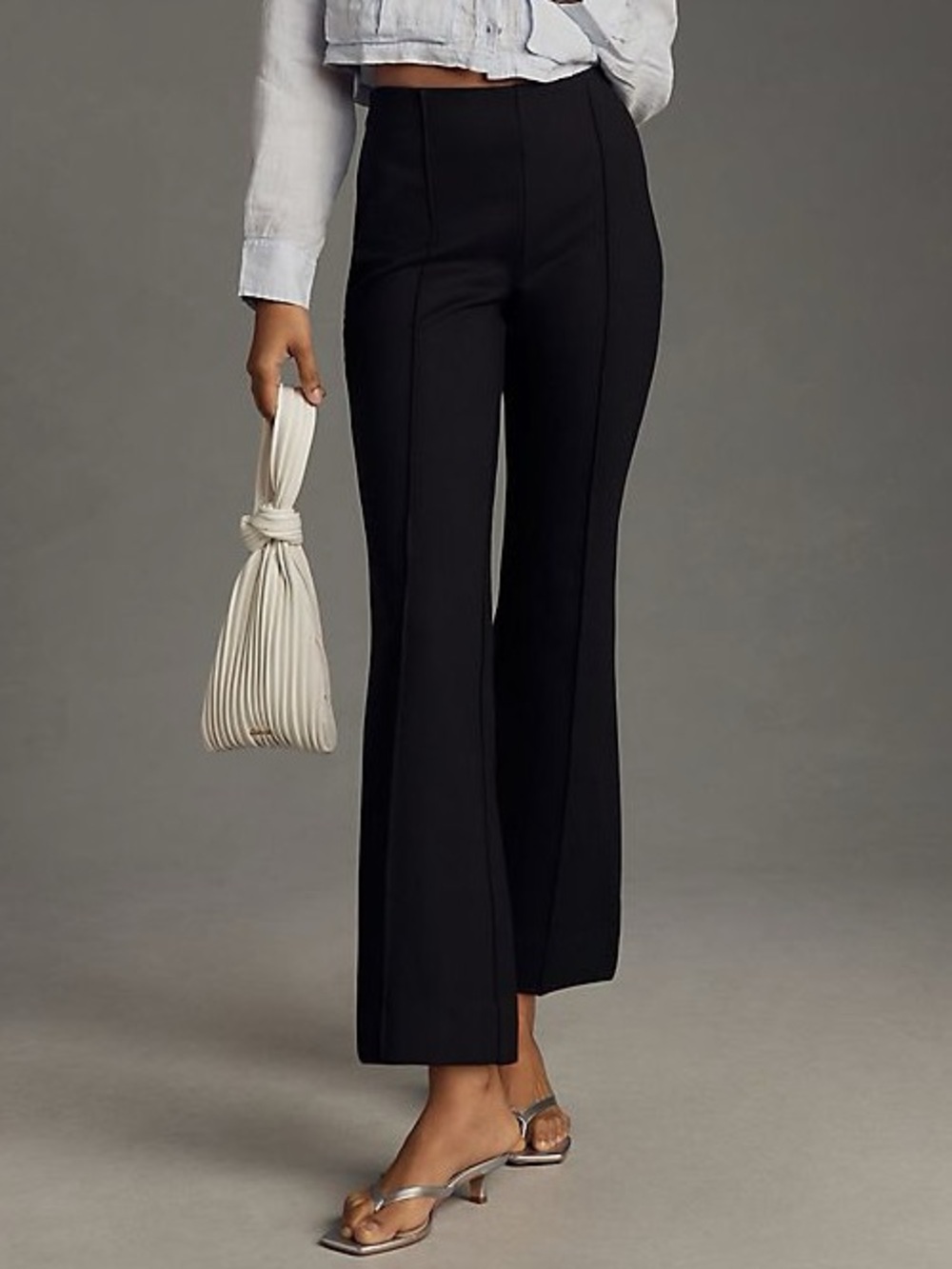 The Margot Black Kick-Flare Cropped Pants by Maeve Anthropologie Sz Sm